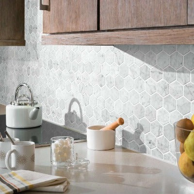 Shaw Tile Chateau Hexagon Bianco Carrara 10x12