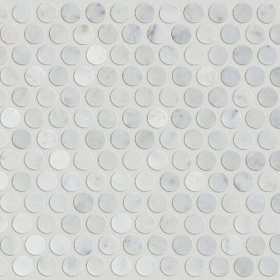 Shaw Tile Chateau Penny Round Mosaic Bianco Carrara