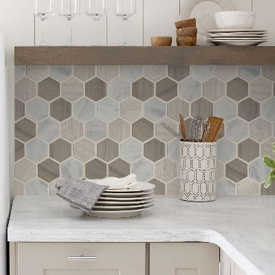 Shaw Tile Chateau Hexagon Bianco Carrara Rockwood 10x12
