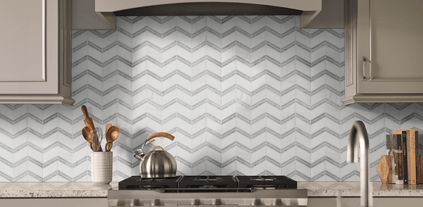 Marble Tile Collection Bianco Dolomite Cheveron - FloorLife