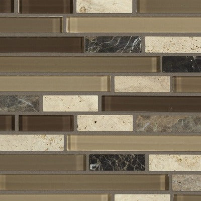 Shaw Tile Awesome Mix Cappuccino Random Linear Mosaic Wall