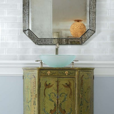 Shaw Tile Cardinal Ice 3x12 Artisan Glass Wall