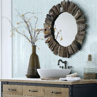 Shaw Tile Cardinal Skylight Chevron Glass Mosaic Wall