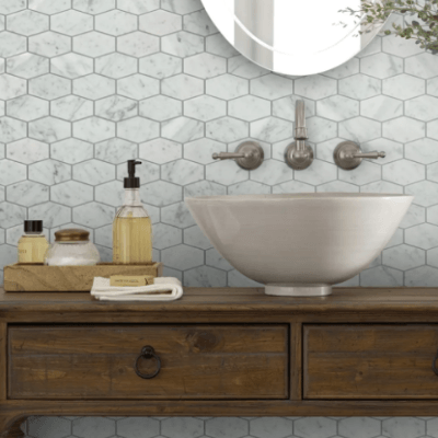 Shaw Tile Chateau Stretch Hexagon Bianco Carrara