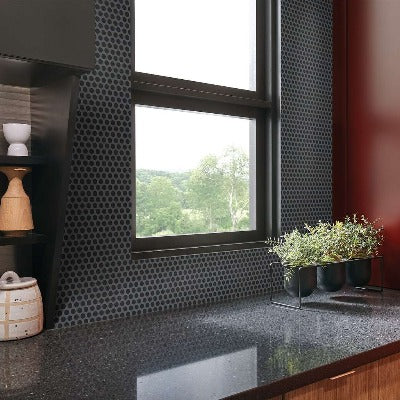 Shaw Tile Coolidge Black Matte Penny Round Mosaic