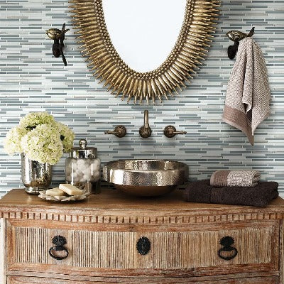 Shaw Tile Molten Linear Glass Nickel Wall