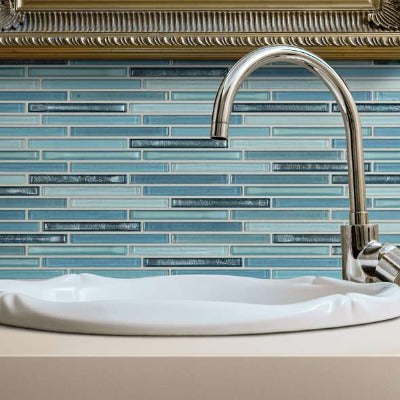 Shaw Tile Molten Linear Glass Santorini Wall