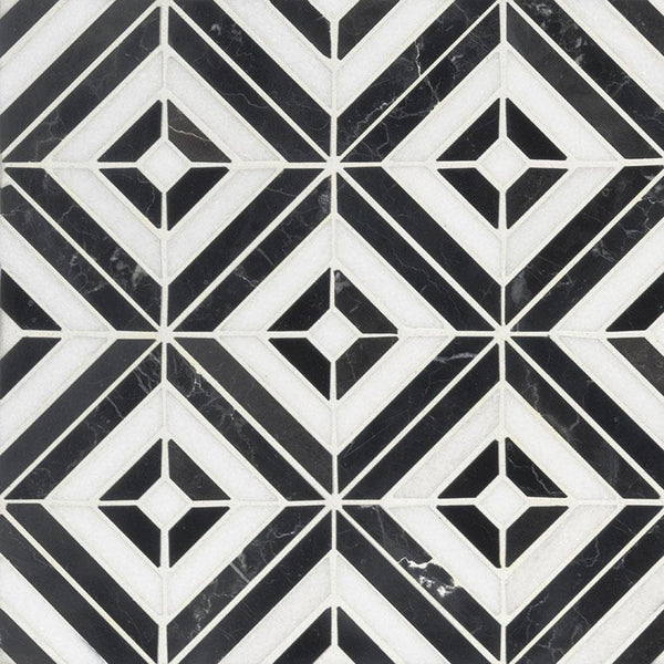 Marble Tile Collection Rhombix Nero Polished - 12"x12"