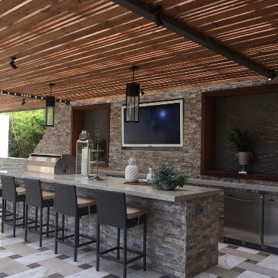 MSI Ledgestone Veneer - Silver Travertine Panel - Split Face